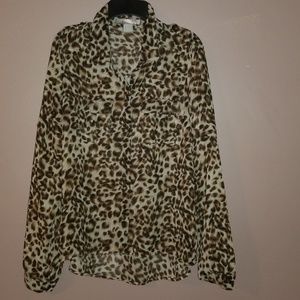Sheer leopard print blouse
